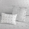Maize Cotton Jacquard Comforter Set with Euro Shams and Throw Pillows - Grey - Full - Queen