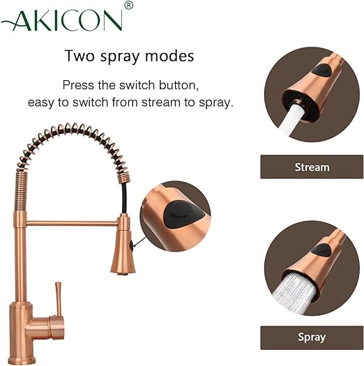 Copper Single Handle Pull-Down Copper Kitchen Faucet with Spring Spout