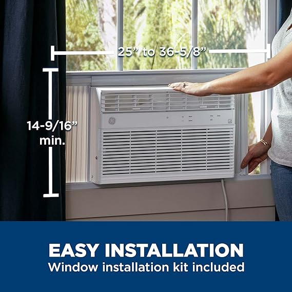 Window Air Conditioner 10000 BTU, Wi-Fi Enabled, Energy-Efficient Cooling for Medium Rooms, 10K BTU Window AC Unit with Easy Install Kit, Control Using Remote or Smartphone App