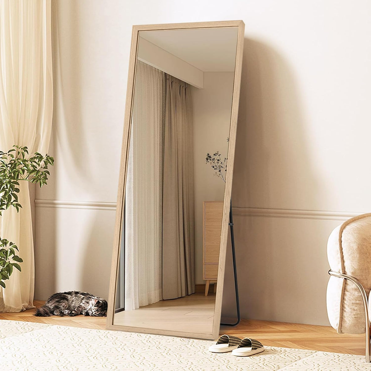 White Wood Wooden Full Length Mirror Salvage & Co Indy