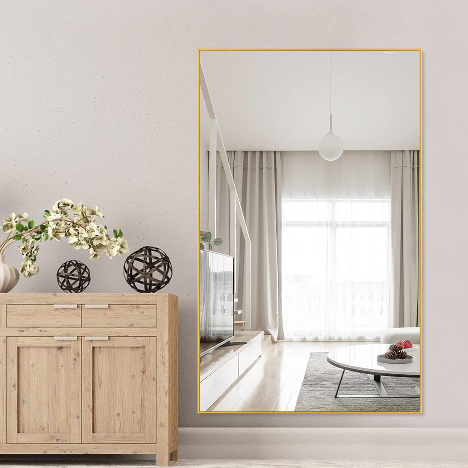 52 x 32 Gold Full Length Mirror Hanging or Leaning Mirror
