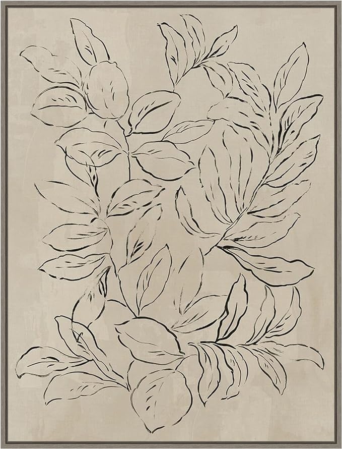 Framed Canvas Wall Art Print Outlined Leaves II by Asia Jensen, Sylvie ...