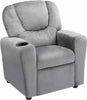 Suri Push Back Kids Recliner Chair with Footrest & Cup Holders, Push Back Toddler Recliner with Cup Holder, PVC Kids' Recliners for Age 3+, Kid Recliners for Girls Boys - Gray