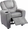 Suri Push Back Kids Recliner Chair with Footrest & Cup Holders, Push Back Toddler Recliner with Cup Holder, PVC Kids' Recliners for Age 3+, Kid Recliners for Girls Boys - Gray
