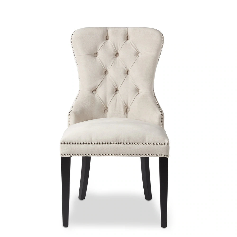 Versailles Tufted Velvet Dining Chair Single Ivory Salvage & Co Indy