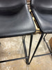 Set of 2 Black Counter height Saddle Seat Upholstered Composite Stool Back