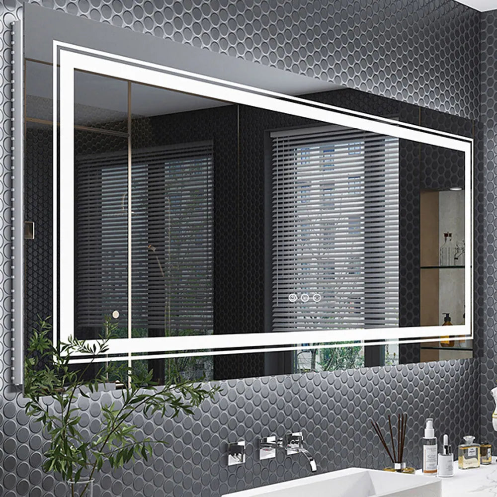 Extra Large Illuminated LED Bathroom Mirror Touch Sensor Anti Fog – Salvage & Co Indy