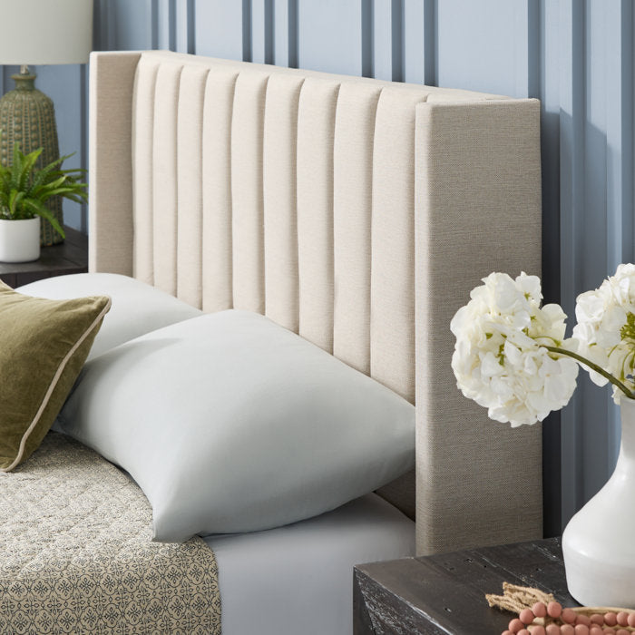 Flemings Vertical Channel Tufted Wingback Upholstered Headboard