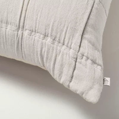 Grid Lines Matelassé Euro Bed Pillow Light Gray - Set of 2
