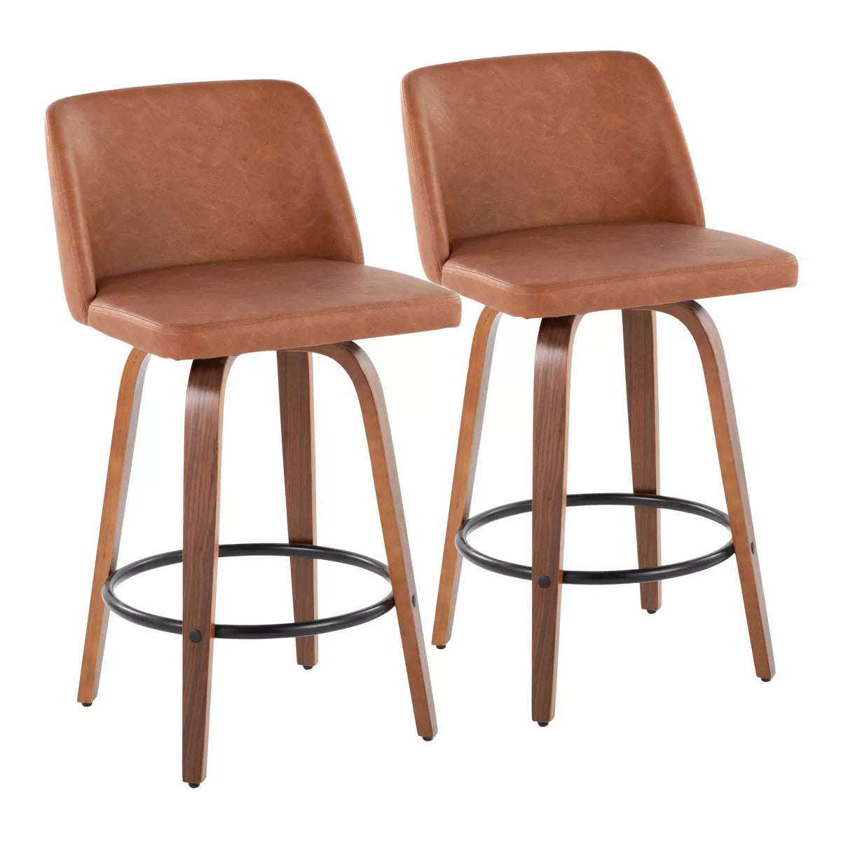 Set of 2 Toriano Mid-Century Modern Counter Height Barstools - 2 BOXES – Salvage & Co Indy