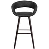 Brynn Series Contemporary Vinyl Rounded Back Barstool with Cappuccino Wood Frame - Set of 2