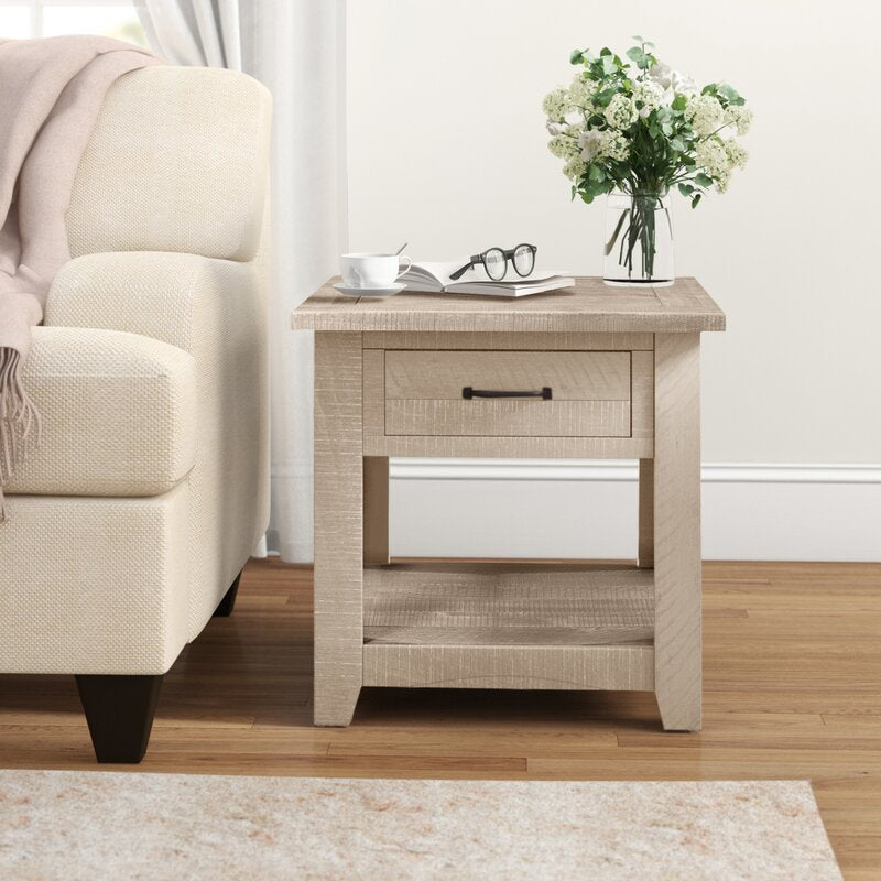 Tadyn Solid Wood End Table with Storage Salvage & Co Indy