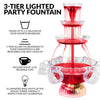 Nostalgia 3-Tier Lighted Party Fountain, Holds 1.5 Gallons, LED Lighted Base, Includes 8 Reusable Cups