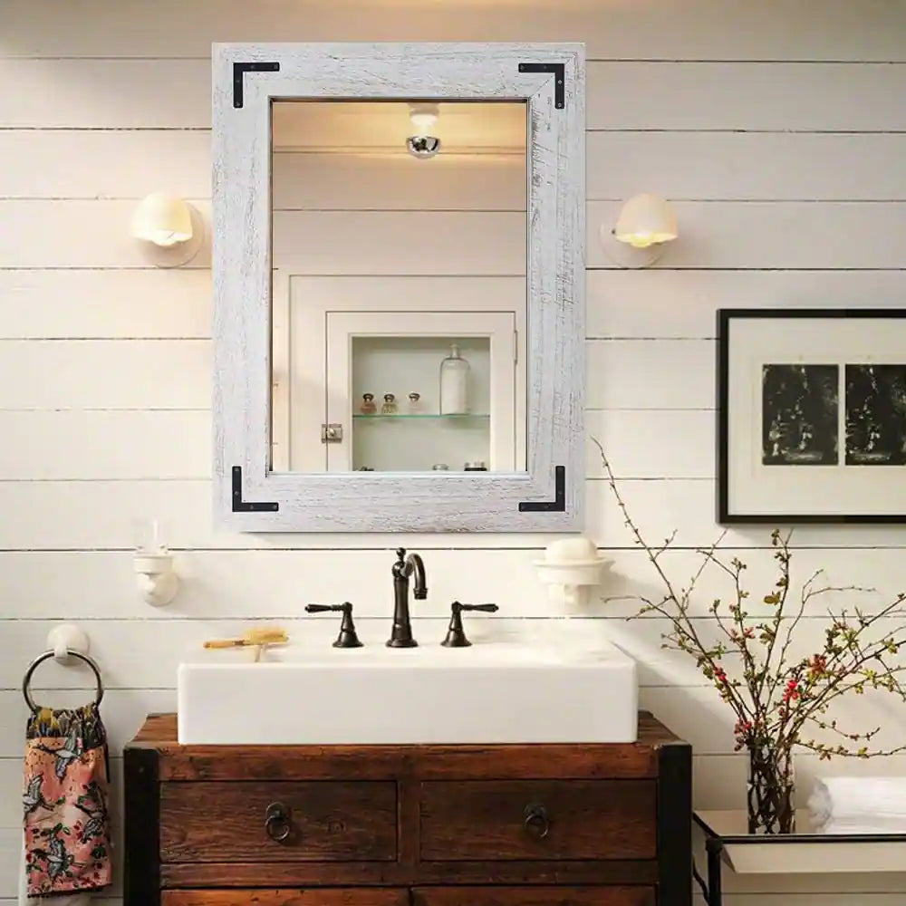 SET OF 2 Rustic Wooden Framed Wall Mirrori – Salvage & Co Indy