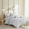 Maize Cotton Jacquard Comforter Set with Euro Shams and Throw Pillows - Grey - Full - Queen