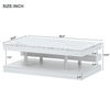 Modern 2-Tier Coffee Table with Silver Metal Legs, Rectangle Cocktail Table with High-gloss UV Surface, Minimalist Design Center Table for Living Room, White