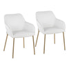 Daniella White Faux Leather and Gold Steel Arm Chair (Set of 2)