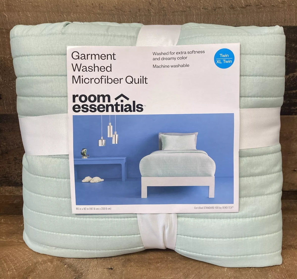 Garment Washed Microfiber Quilt Twin / XL Twin Size, Mint Green