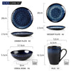 11 pc Starry Flambe Glaze Vintage Dinnerware Set - Blue
