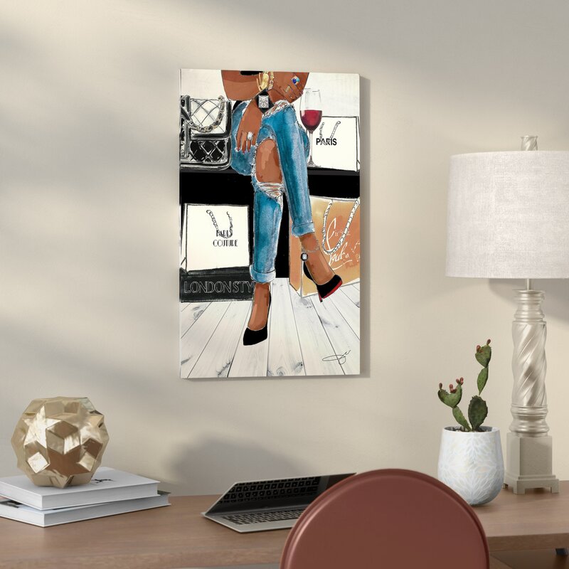 "Wine and Shopping I" Print Wrapped Canvas - 30" x 18" - #8819T