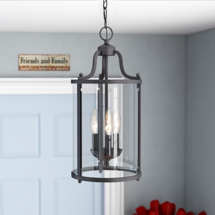 Aarav 3 Light Lantern Cylinder Pendant Black 909