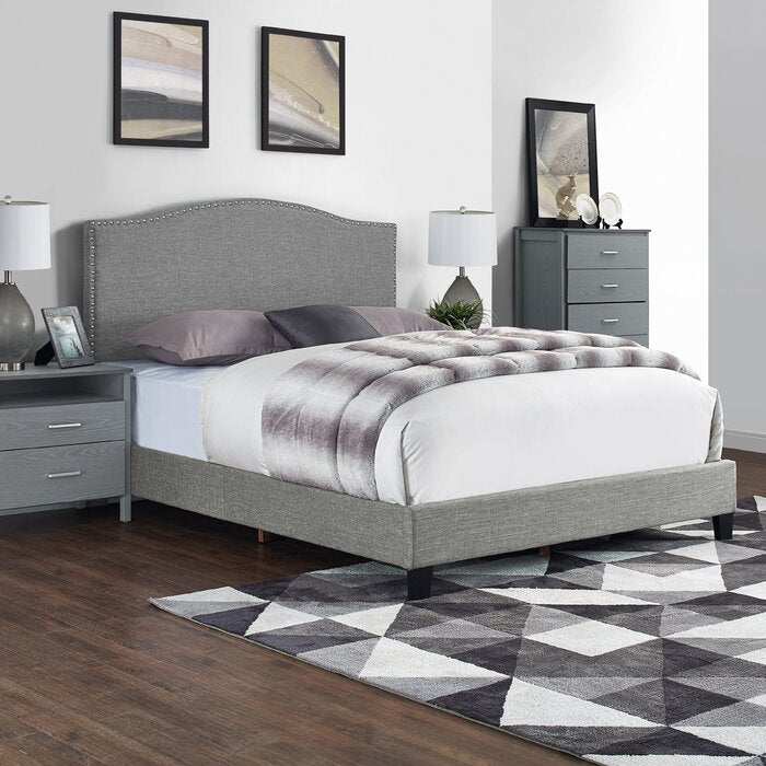 Cassandra Upholstered Low Profile Standard Bed Gray Full