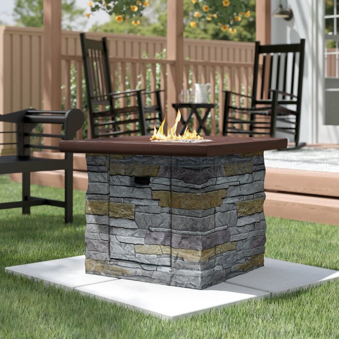 Davey Stone Propane Fire Pit Table with Lava Rocks *AS-IS* (#K2278 ...