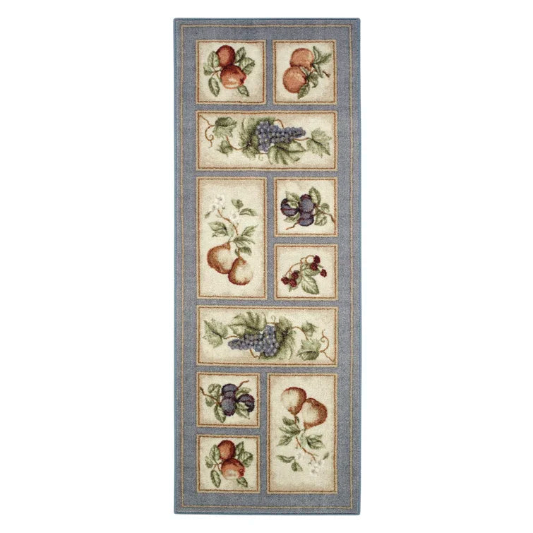 Eden's Bounty Geometric Tufted Area Rug in Blue/Slate, Runner 1'10