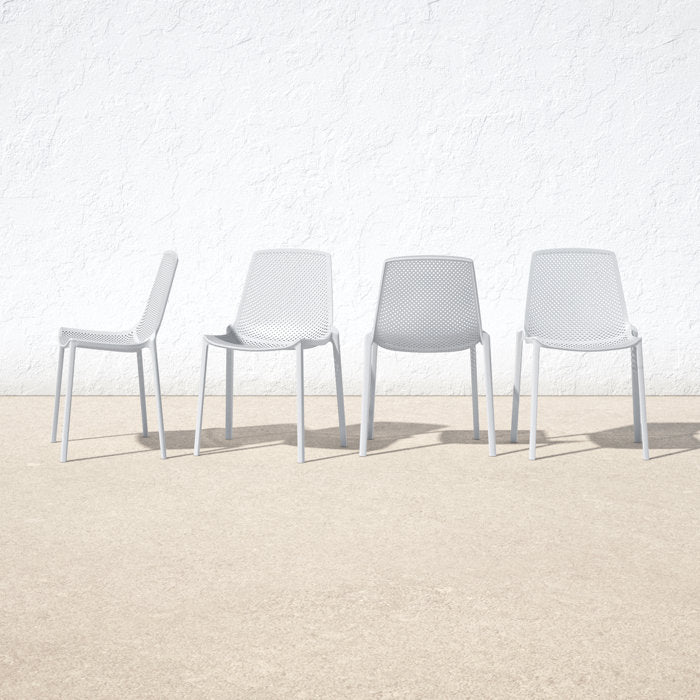 SET OF 4 Gino Outdoor Stackable Dining Side Chairs (final cut, no furt