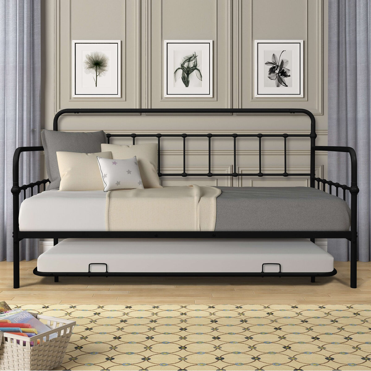 Imran Twin Iron Daybed with Trundle pt1143 Salvage & Co Indy