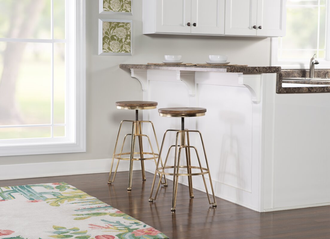 Maureen swivel solid wood clearance adjustable height bar stool