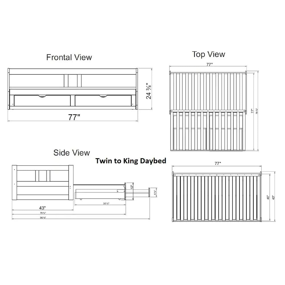 Melody Expandable TwintoKing Trundle Daybed with Storage Drawers B Salvage & Co Indy
