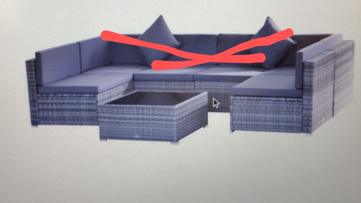 3Piece Outdoor Patio Furniture Set w/ Rattan Wicker, Gray Salvage