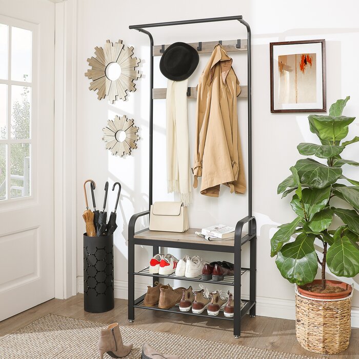 Paredes hall tree with bench and shoe storage cheap