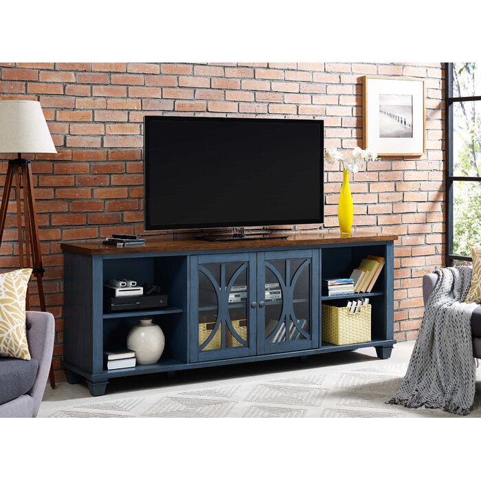 Rich Denim Blue Rabinowitz TV Stand for TVs up to 88" Salvage & Co Indy