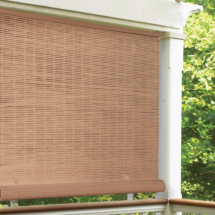 Woodgrain Cord Free SemiSheer Outdoor RollUp Shade (60" x 72") SA13