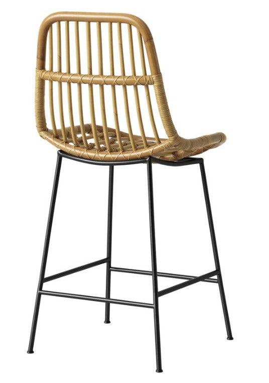 Rattan with Metal Legs Counter Height Barstool Salvage & Co Indy