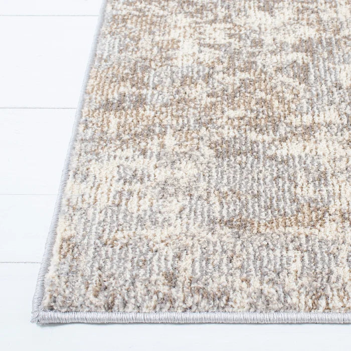 Stratton Abstract Area Rug in Light Gray/Beige, Runner 2'2" x 12