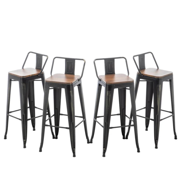 Swivel Distressed Metal Bar Stool (30" Seat Height) Set Of 4 Salvage