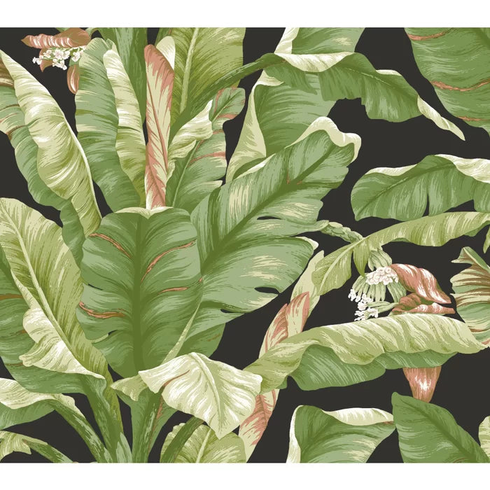 Wellsville Banana Leaf 20' L x 27" W Smooth Peel and Stick Wallpaper R