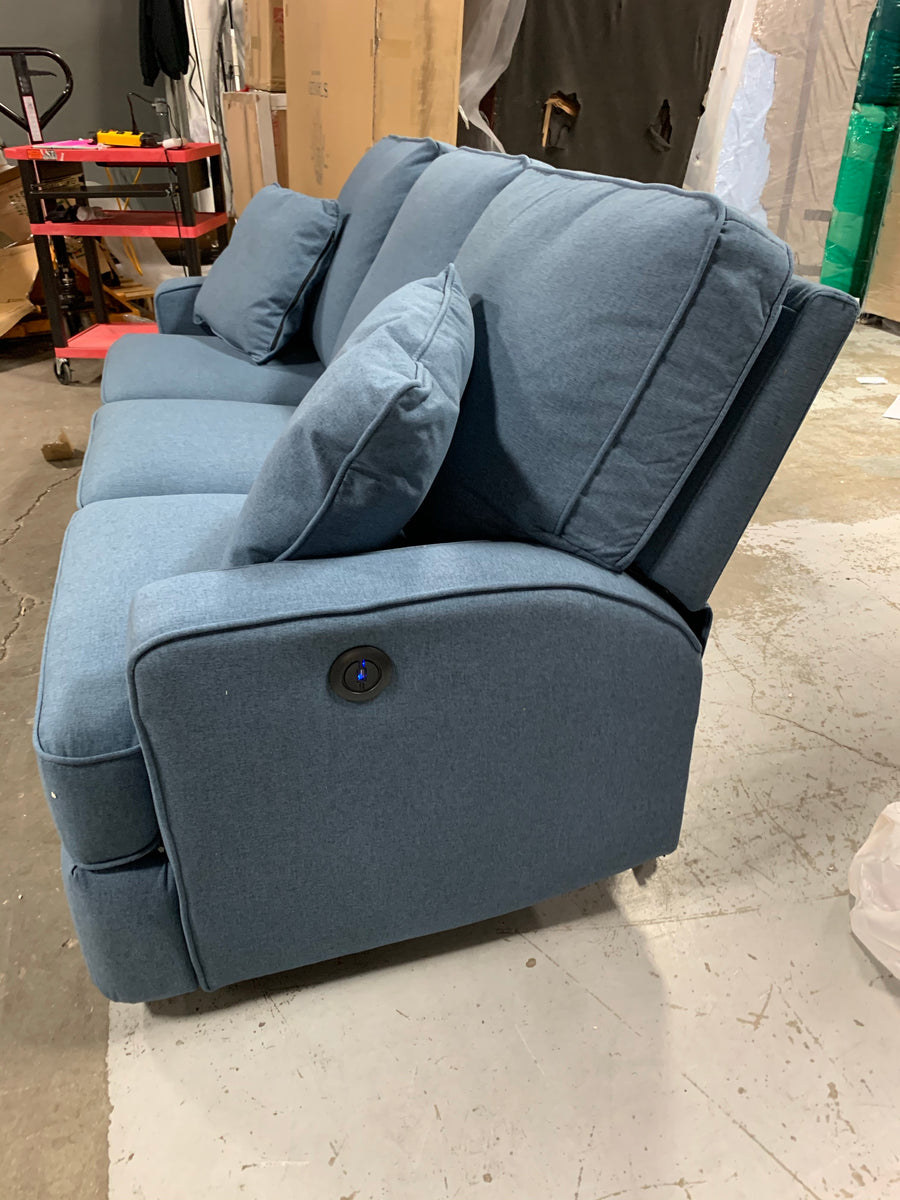Navy Power Reclining Sofa w/USB Port Salvage & Co Indy
