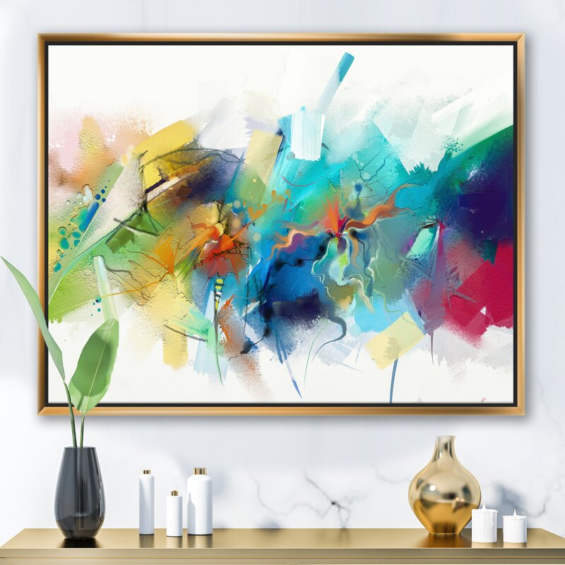 "Turquoise Story With Touches" - Painting on Canvas in a Gold Frame