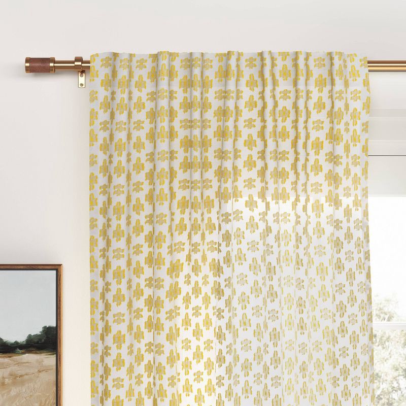 Faux Leather Cylinder Plated Curtain Rod Brass - Gold Single Rod, Steel