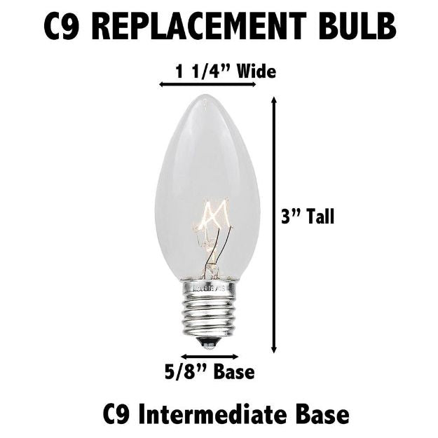 Purple Twinkle C9 Bulbs 7 Watt Replacement Lamps 25 Pack, final cut