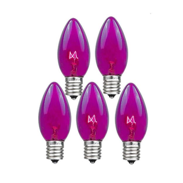 Purple Twinkle C9 Bulbs 7 Watt Replacement Lamps 25 Pack, final cut