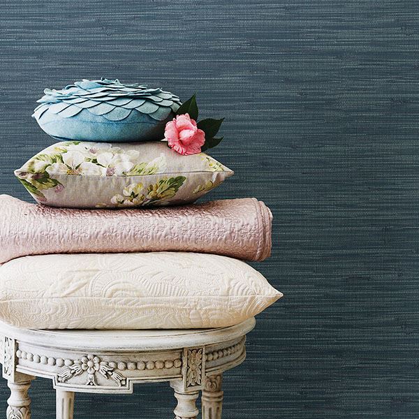 Navy Grassweave Peel and Stick Wallpaper