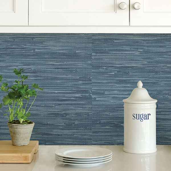 Navy Grassweave Peel and Stick Wallpaper