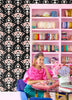 Bow Damask Black Peel and Stick Wallpaper