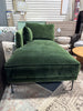 1pc Rae Velvet Upholstered Chaise - Green Cotton Blend SHOWROOM ITEM