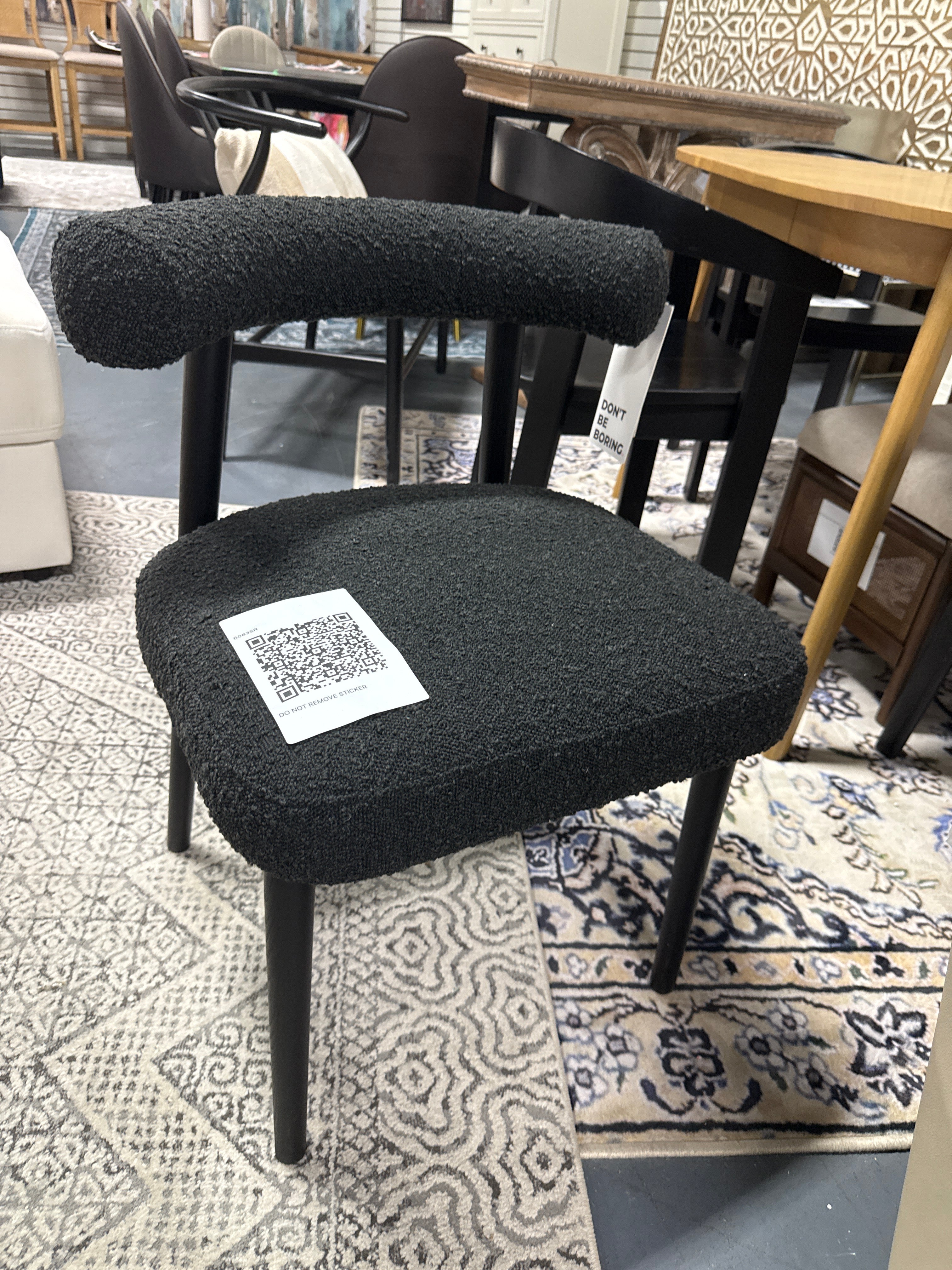 Tov Furniture Spara Black Performance Boucle Side Chair SHOWROOM ITEM